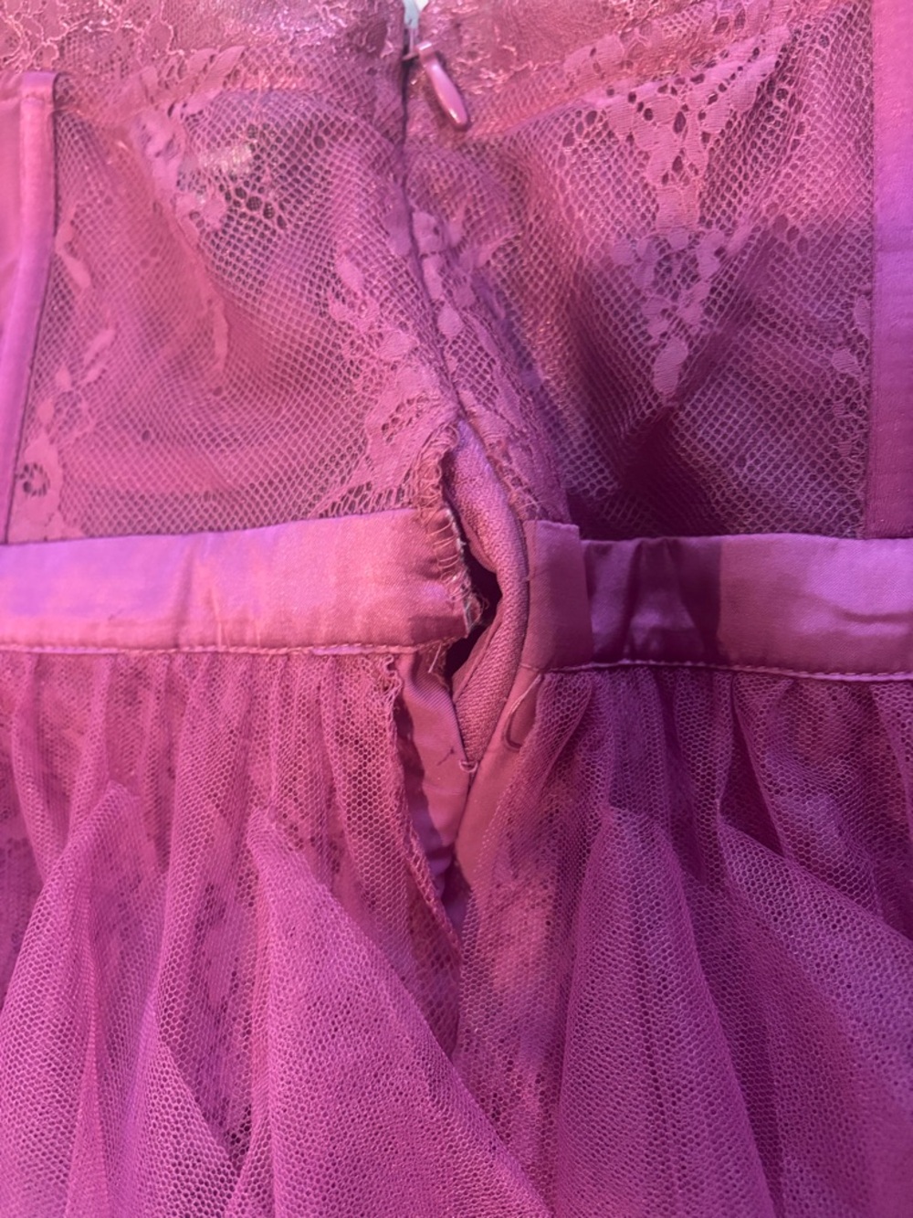 Fashion Nova Plus Size Strapless Ruffled Tulle Gown in Deep Magenta Size 3XL - Picture 3 of 3